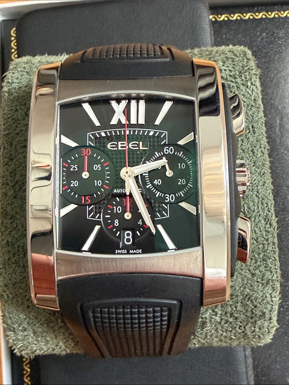 Ebel Brasilia Swiss made Black and Silver Chronograph Watch 39mm x 48mm case